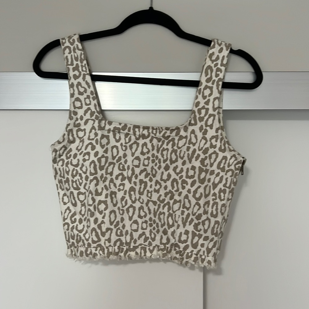 Show Me Your Mumu leopard denim crop top